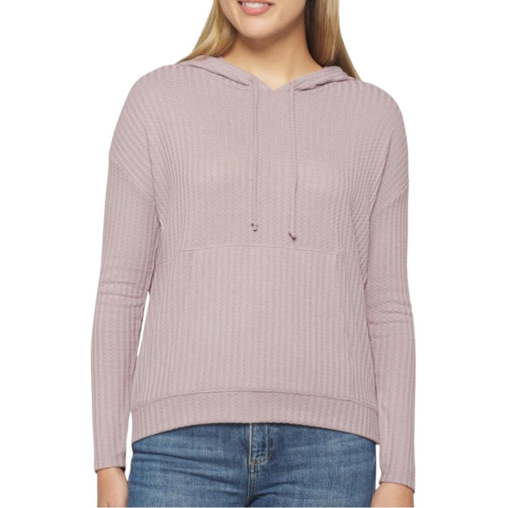 CHASER Sarley Textured Knit Hoodie In Light Purple Women’s Size Large